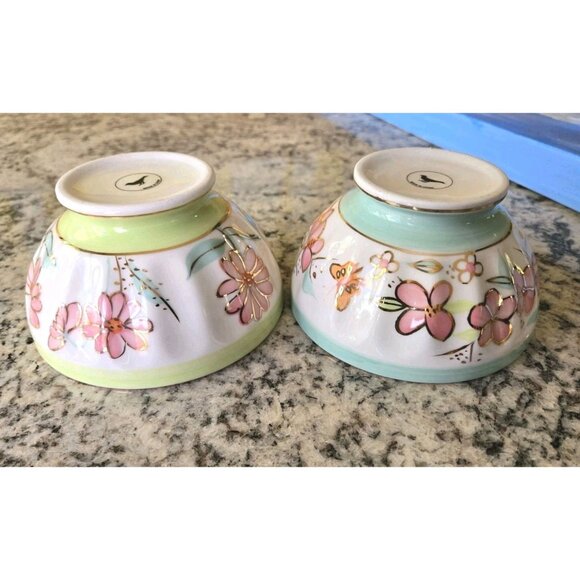 Anthropologie Latte Soup Icecream Bowls (Set Of 2) Handpainted EXCELLENT - Picture 4 of 9